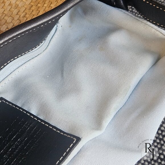 Coach Vintage Straw Tote – Black Leather Trim with Turnlock - Picture 13 of 16